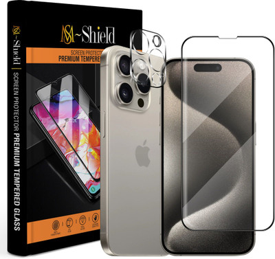 MS-Shield Edge To Edge Tempered Glass for Apple iPhone 15 Pro, With Camera Lens Protector(Pack of 1)