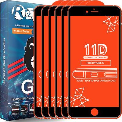 Roxel Edge To Edge Tempered Glass for Apple iPhone 6(Pack of 6)
