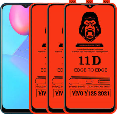 Laxdom Edge To Edge Tempered Glass for VIVO Y12S 2021(Pack of 3)