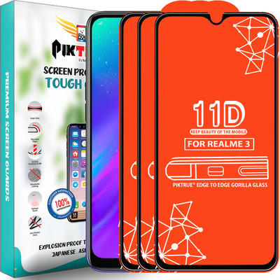 PikTrue Edge To Edge Tempered Glass for Realme 3(Pack of 3)