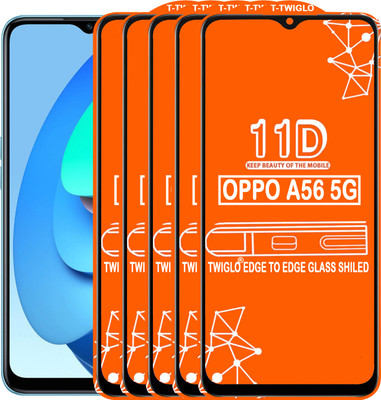 TWIGLO Edge To Edge Tempered Glass for OPPO A56 5G(Pack of 5)