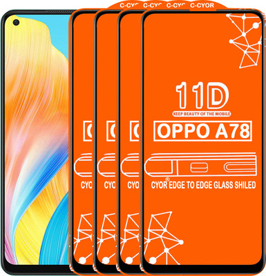 CYOR Edge To Edge Tempered Glass for OPPO A78(Pack of 4)