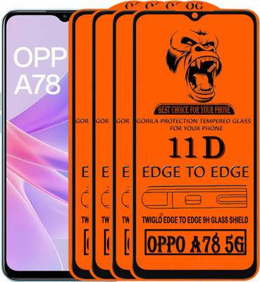 TWIGLO Edge To Edge Tempered Glass for OPPO A78 5G(Pack of 4)