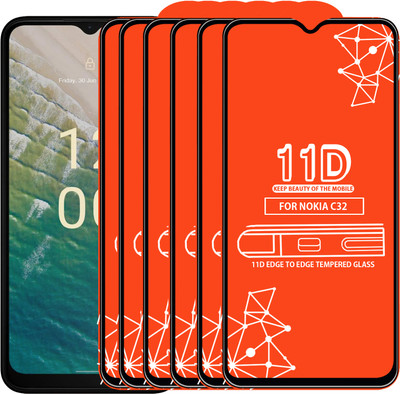 Qyist Edge To Edge Tempered Glass for Nokia C32(Pack of 6)