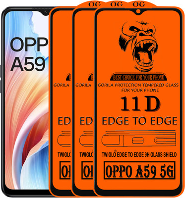 TWIGLO Edge To Edge Tempered Glass for OPPO A59 5G(Pack of 3)