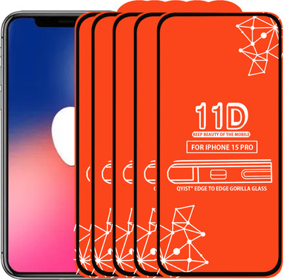 Qyist Edge To Edge Tempered Glass for Iphone 15 Pro(Pack of 5)