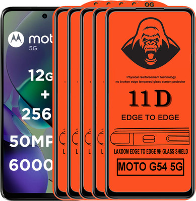 Laxdom Edge To Edge Tempered Glass for MOTO G54 5G(Pack of 5)