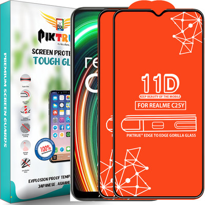 PikTrue Edge To Edge Tempered Glass for Realme C25Y(Pack of 2)