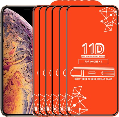 Qyist Edge To Edge Tempered Glass for Apple iPhone XS(Pack of 6)