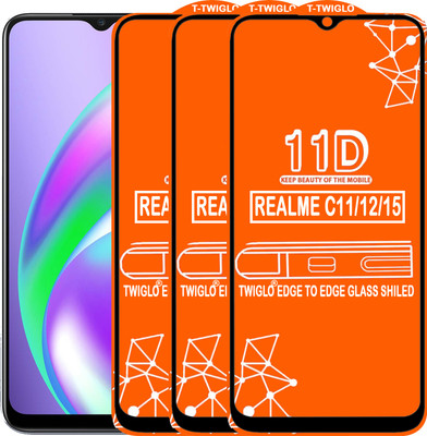 TWIGLO Edge To Edge Tempered Glass for REALME C12(Pack of 3)