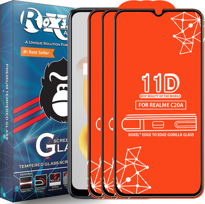 Roxel Edge To Edge Tempered Glass for Realme C20A(Pack of 3)