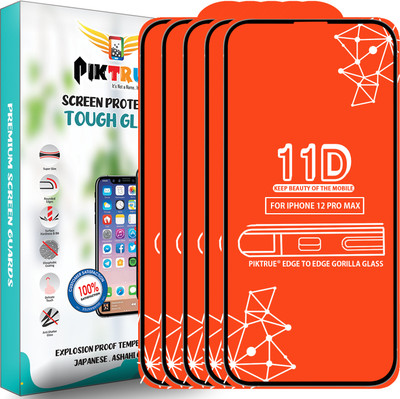 PikTrue Edge To Edge Tempered Glass for Iphone 12 Pro Max(Pack of 5)