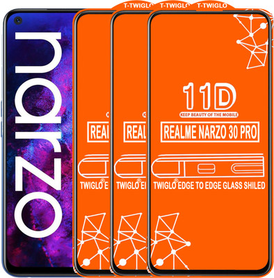 TWIGLO Edge To Edge Tempered Glass for REALME NARZO 30 PRO(Pack of 3)
