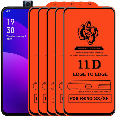 9H Edge To Edge Tempered Glass for Oppo Reno 2Z(Edge-to-Edge Full Screen Coverage with Easy Installation Kit (Anti-Scratch)-11D-Pack of 4)(Pack of 5)