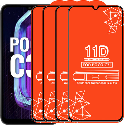 Qyist Edge To Edge Tempered Glass for Poco C31(Pack of 4)