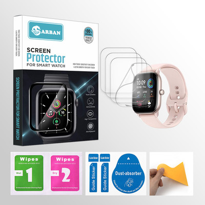 ARBAN Edge To Edge Tempered Glass for Amazfit GTS 4 Mini 1.65 inch Smartwatch 4 PROTECTOR + 4 WIPES + 4 DUST REMOVAL STICKER + 1 WIPER(Pack of 4)
