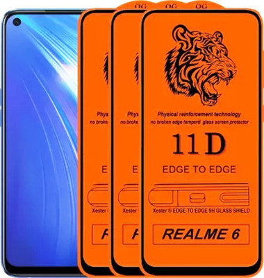 HIE POWER Edge To Edge Tempered Glass for Realme 6/6i (2020) -11D -Screen Protector Full HD Quality Tempered Glass Anti-Scratch Edge to Edge Coverage with Easy Installation Kit-11D(Pack of 3)