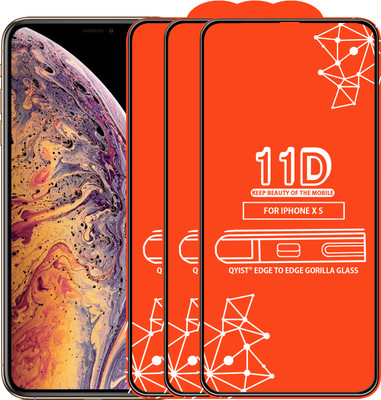 Qyist Edge To Edge Tempered Glass for Apple iPhone XS(Pack of 3)