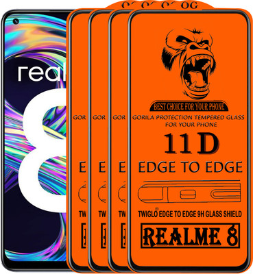 TWIGLO Edge To Edge Tempered Glass for REALME 8 4G(Pack of 4)
