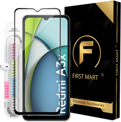 FIRST MART Edge To Edge Tempered Glass for Redmi A3x 5G, Redmi A3x, Redmi A3 5G, Poco C61, OG Tempered Glass with Cable Protector(Pack of 1)