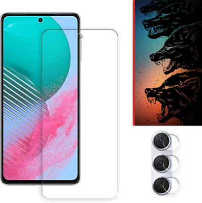 ARBAN Edge To Edge Tempered Glass for Samsung Galaxy M54 5G Tempered Screen Protector | Anti-Scratch | Edge to Edge Full Coverage | 9H Hardness ( 1 FRONT SCREEN GUARD + 1 CAMERA LENS PROTECTOR + 1 FREE BACK EMBOSSED SKIN061 )(Pack of 1)