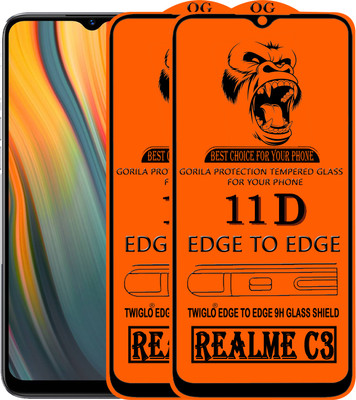 TWIGLO Edge To Edge Tempered Glass for REALME C3(Pack of 3)