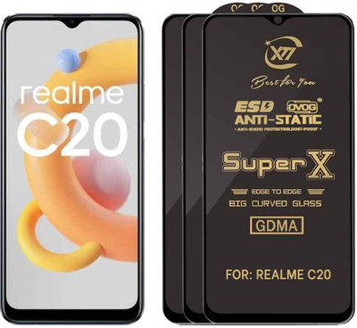GDMA Edge To Edge Tempered Glass for REALME C20(Pack of 3)