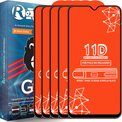 Roxel Edge To Edge Tempered Glass for Poco M2 Reloaded(Pack of 5)