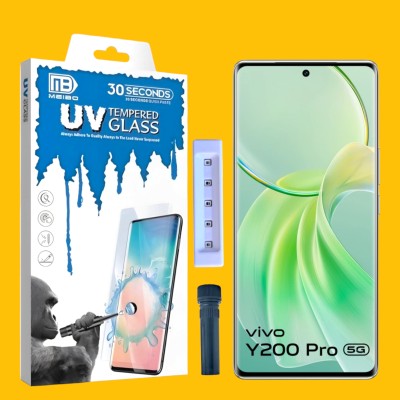 KadWaniya Edge To Edge Tempered Glass for Vivo Y200 Pro 5G, VIVO Y200 PRO 5G, Meibo Series 3D Curved (30 Seconds Quick Paste) High Quality UV Liquide Glue Glass with Easy Installation Kit-0037(Pack of 1)