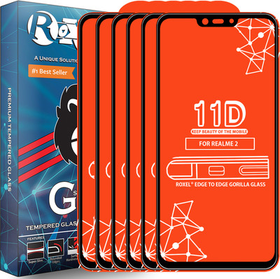 Roxel Edge To Edge Tempered Glass for Realme 2(Pack of 6)