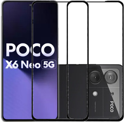 HOBBYTRONICS Edge To Edge Tempered Glass for POCO X6 Neo 5G, POCO X6 Neo(Pack of 2)