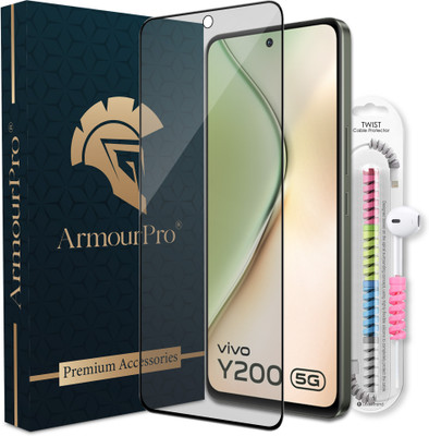 ArmourPro Edge To Edge Tempered Glass for Vivo Y200 5G, Vivo Y200, VIvo Y200e 5G, Vivo T3 5G, Matte OG Tempered Glass with Cable Protector(Pack of 1)