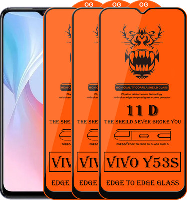 Forego Edge To Edge Tempered Glass for Vivo Y53S(Pack of 3)