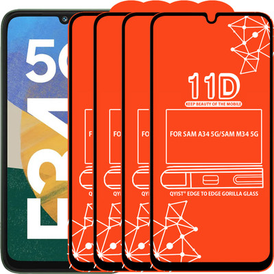 Qyist Edge To Edge Tempered Glass for FOR SAMSUNG A34 5G, SAM M34 5G, SAM F34 5G(Pack of 4)