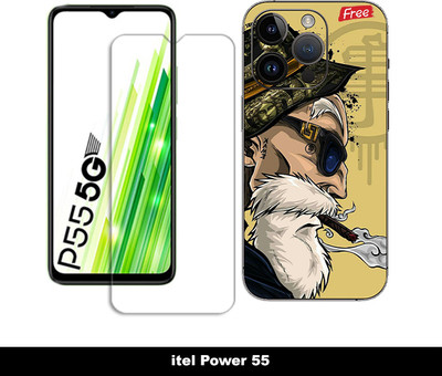 ARBAN Edge To Edge Tempered Glass for itel Power 55 SCREEN GUARD And 1 Free Mobile Back Embossed Skin With Cut FS001(Pack of 1)