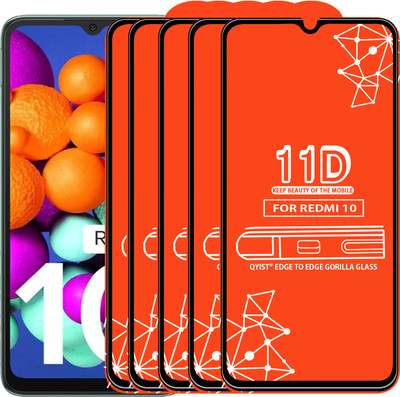 Qyist Edge To Edge Tempered Glass for Redmi 10(Pack of 5)
