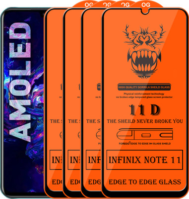 Forego Edge To Edge Tempered Glass for Infinix Note 11(Pack of 4)