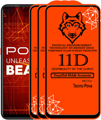 DeepzHub Edge To Edge Tempered Glass for Tecno Pova(Pack of 3)