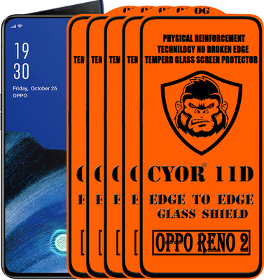 CYOR Edge To Edge Tempered Glass for OPPO Reno 2(Pack of 5)