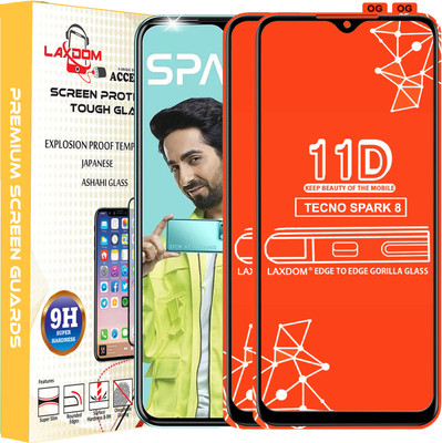 Laxdom Edge To Edge Tempered Glass for TECNO SPARK 8(Pack of 2)