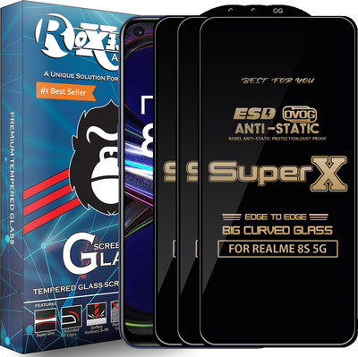 Roxel Edge To Edge Tempered Glass for REALME 8S 5G(Pack of 3)