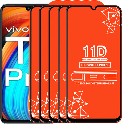 Qyist Edge To Edge Tempered Glass for Vivo T1 Pro 5G(Pack of 5)