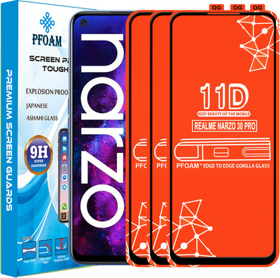 PFOAM Edge To Edge Tempered Glass for REALME NARZO 30 PRO(Pack of 3)