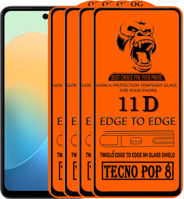TWIGLO Edge To Edge Tempered Glass for TECNO POP 8(Pack of 4)