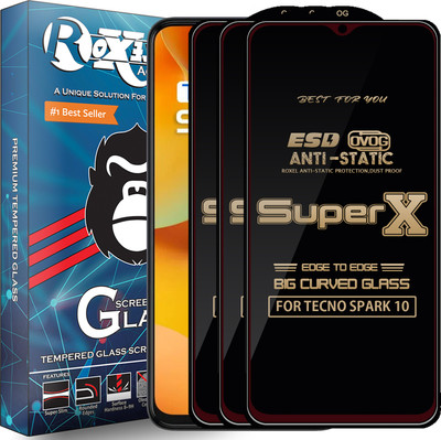 Roxel Edge To Edge Tempered Glass for TECNO SPARK 10(Pack of 3)