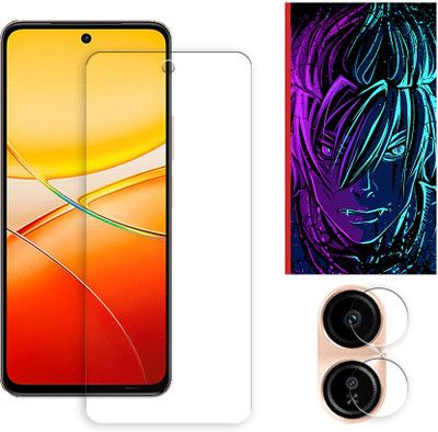 ARBAN Edge To Edge Tempered Glass for vivo Y200 Plus 5G Tempered Glass Screen Protector | Anti-Scratch | Edge to Edge Full Coverage | 9H Hardness (1 FRONT SCREEN GUARD + 1 CAMERA LENS PROTECTOR + 1 FREE BACK EMBOSSED SKIN002)(Pack of 1)