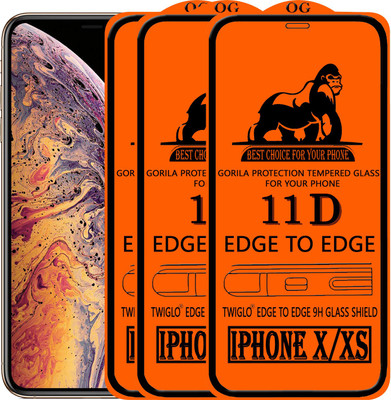 TWIGLO Edge To Edge Tempered Glass for Apple iPhone X(Pack of 3)