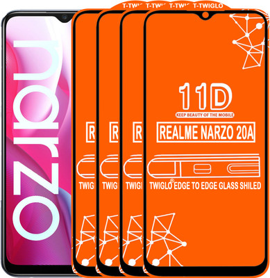 TWIGLO Edge To Edge Tempered Glass for REALME NARZO 20A(Pack of 4)