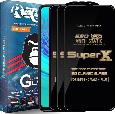 Roxel Edge To Edge Tempered Glass for INFINIX SMART 4 PLUS(Pack of 3)