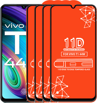 Qyist Edge To Edge Tempered Glass for Vivo T1 44W(Pack of 4)